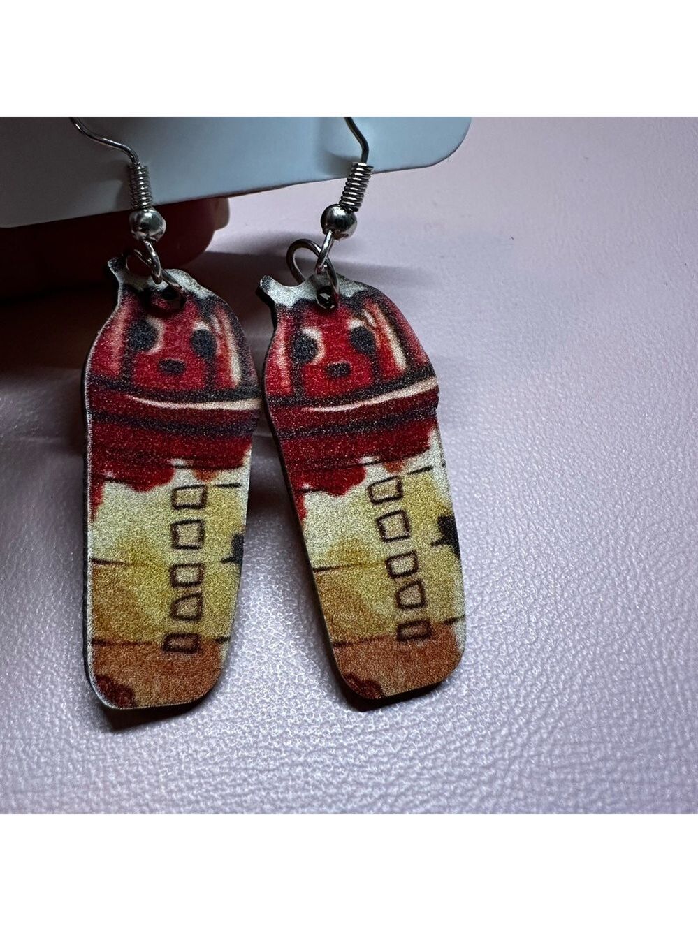 Red and Yellow Patterned Pumpkin Spice Earrings